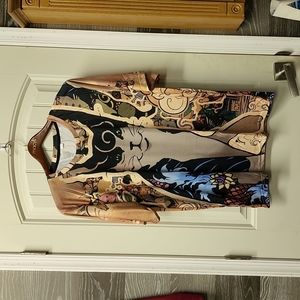 Hippy sun cat lovers cat n flowers brown plus size 2XL tee limited edition